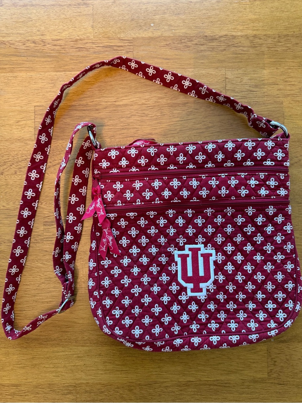 Vera Bradley Indiana University / IU Crimson Patterned Crossbody Purse / Bag